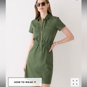 Zip front chino dress with pockets